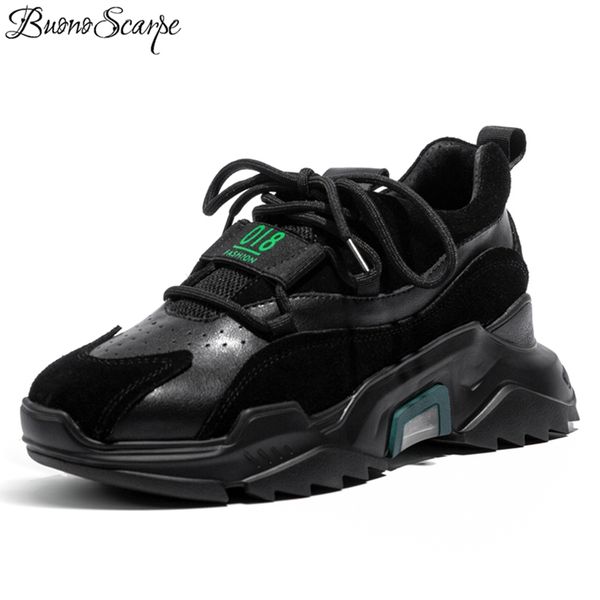 

genuine leather women sneakers flats platforms black leather platform shoes for women sport shoes gothic punk dancing shoes