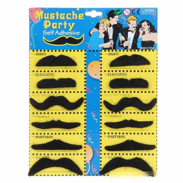 

party fake mustache halloween decorations cosplay costume novelty funny beard handlebar mustaches moustache for birthday christmas gift 12pc
