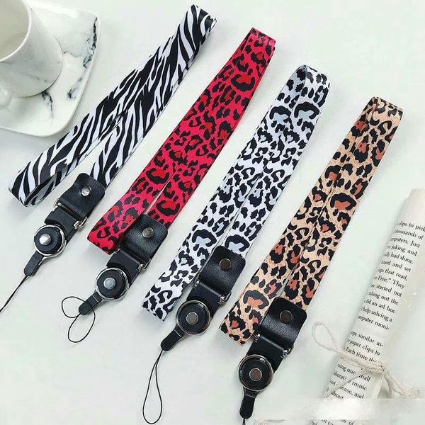 

2018 leopard print lanyards id badge neck lanyard holder keychain straps for mobile phone fast shipping