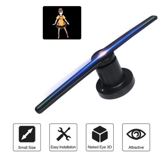 

3d hologram advertising display led fan holographic imaging 3d naked eye led fan light moving head light holiday decoration