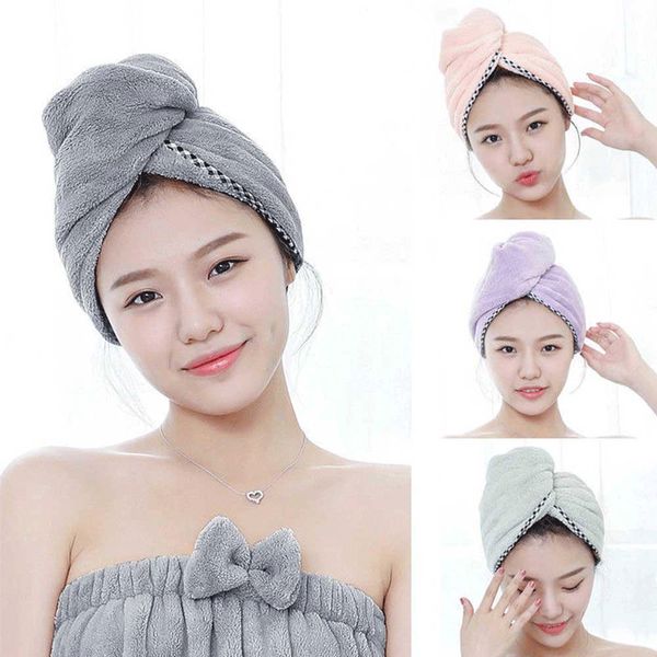 

towel women large quick dry twist hair turban fast solid microfiber wrap bath cap hat