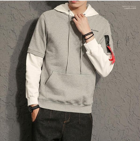 

piece hoodies mens casual plus size pullover hoodies mens designer long sleeve hoodies fashion fake two, Black