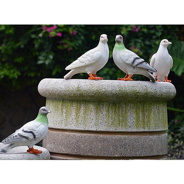 

2x realistic home garden decor ornament pigeon dove bird statue