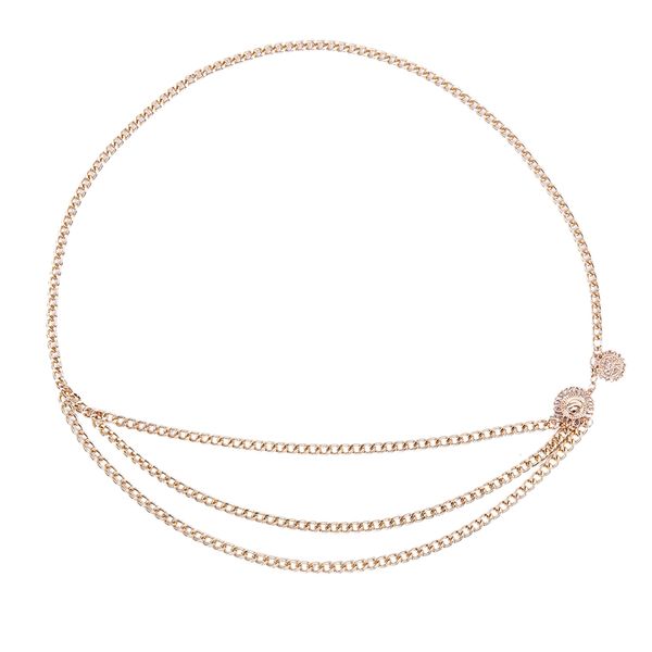 

women metal chain retro belt high waist hip coin charms waistband body chain, Silver