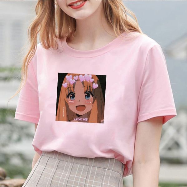 

cartoon anime t shirt women kawaii pink clothes harajuku women 2020 summer graphic t shirts ropa mujer 90s tee female