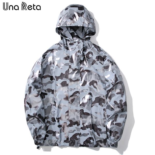 

una reta jackets men new fashion loose party tracksuit coat man hip hop camouflage reflective noctilucent hooded jacket men, Black;brown