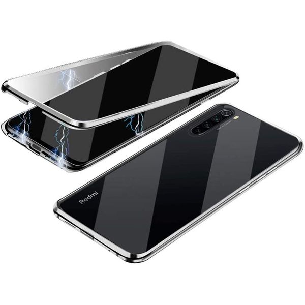 

ultra thin magnetic absorption case 360 front back dual side 9h tempered glass screen cover for redmi note 8t