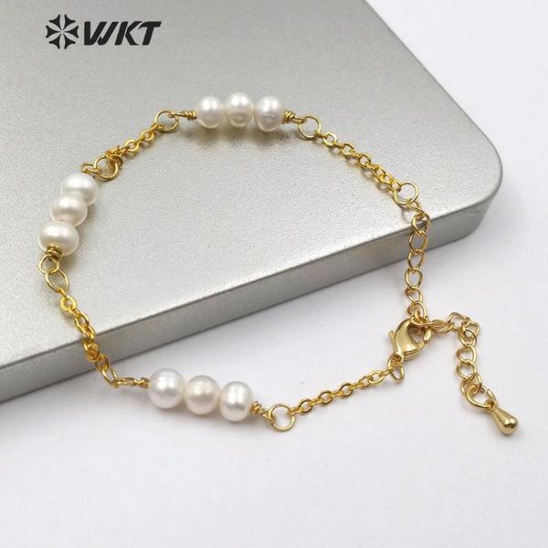 

wt-b498 wkt 6-7мм белый желтый жемчуг браслеты classic gold pearl браслет ювелирные изделия для женщин подарка венчания партии, Black