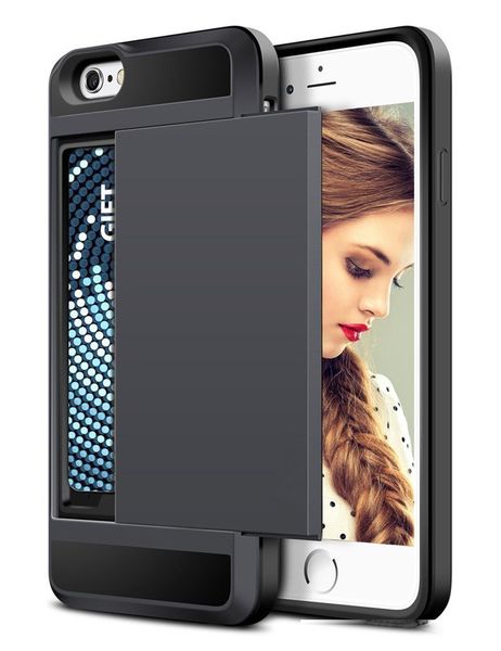 

for iphone 11 pro 11 samsung galaxy note 8 slid card holder mobile back cover cell phone protector case dirt-resistant