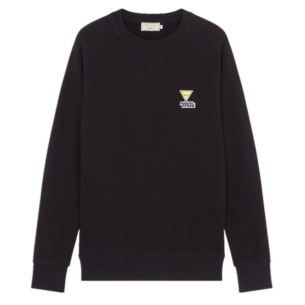 

embroidered triangular fox patch sweatshirt men women 1:1 pullover fashion casual maison kitsune hoodie, Black