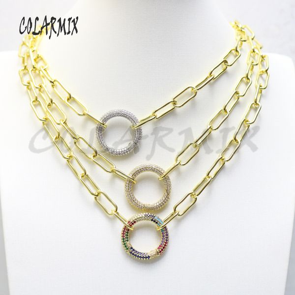 

pendant necklaces 3pcs round zircon jewelry necklace not fade color big link chain accessories pendants fashion for women 50963, Silver