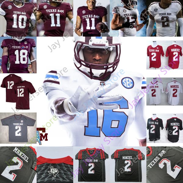 

texas a m aggie football jersey ncaa college myles garrett mike evans johnny manziel von miller kellen mond spiller ausbon davis madubuike, Black;red