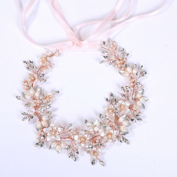 

hair clips & barrettes jonnafe rose gold color flower leaf wedding accessories crown pearls women jewelry bridal headband tiara, Golden;silver