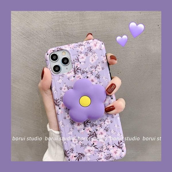 

net red ins purple flowers for apple iphone11promax xs phone case xr silicon glue 8p support 7 female