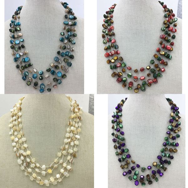 

beautiful jewelry new fashion mother of pearl shell women men 4 row necklace wb764, Silver