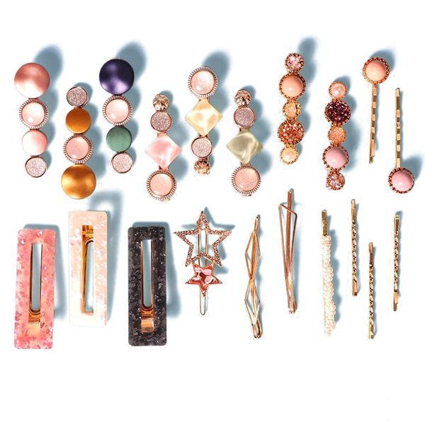 

stylish hair clip set,  pieces korean style acrylic resin hair clip, sweet synthetic clip for women and girls, Golden;silver