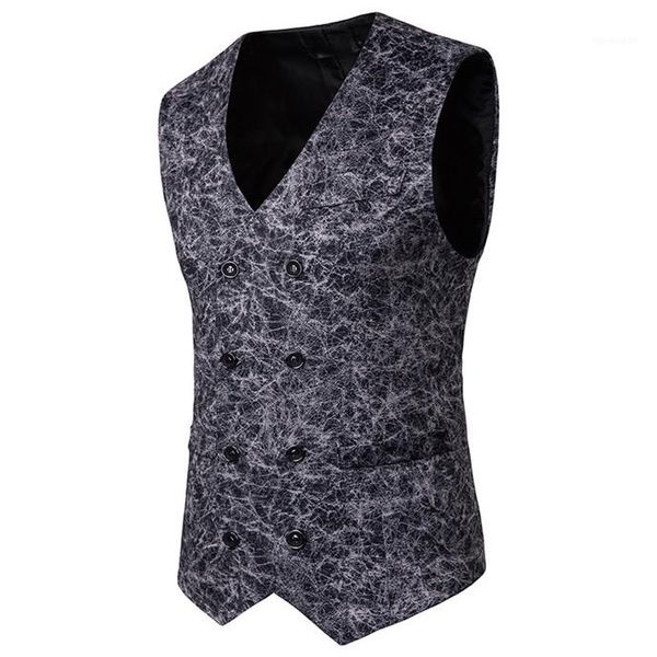 

button male designer vest leopard mens vests sleeveless casual mens suit outerwear with, Black;white