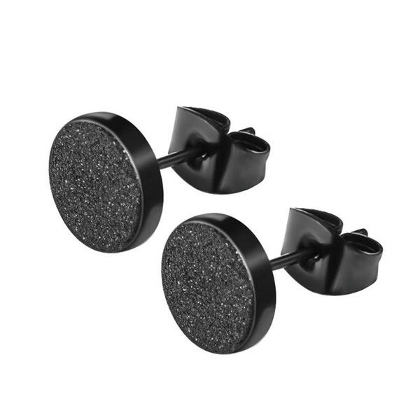 

stud 1 pair stainless steel ear studs earrings black dull polish round shaped with butterfly clasp push back women men, Golden;silver