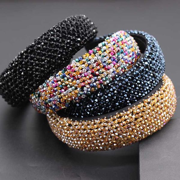 

sponge wide-brimmed crystal ladies headband european and american sponge fashion luxury crystal mesh personality hair 710, Golden;silver