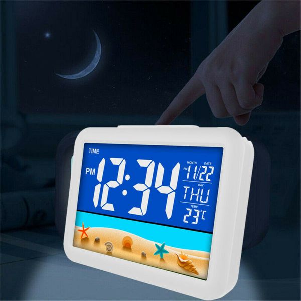 

lcd color screen alarm clock with cartoon sheep gift for kids beside clock