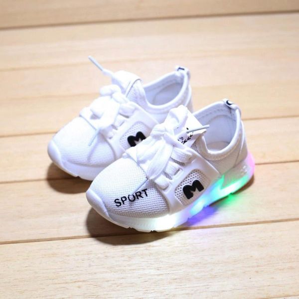 

children baby shoes girls boys letter crystal led light luminous running sport shoes sapato feminino girl, Black