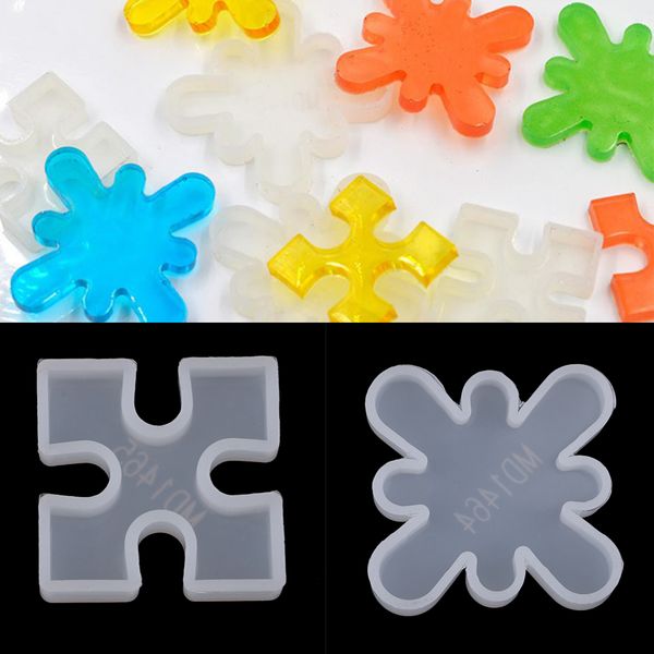 

2 pieces clear silicone diy puzzle toys mold epoxy resin home ornament coaster placemat craft mould jewelry making tools