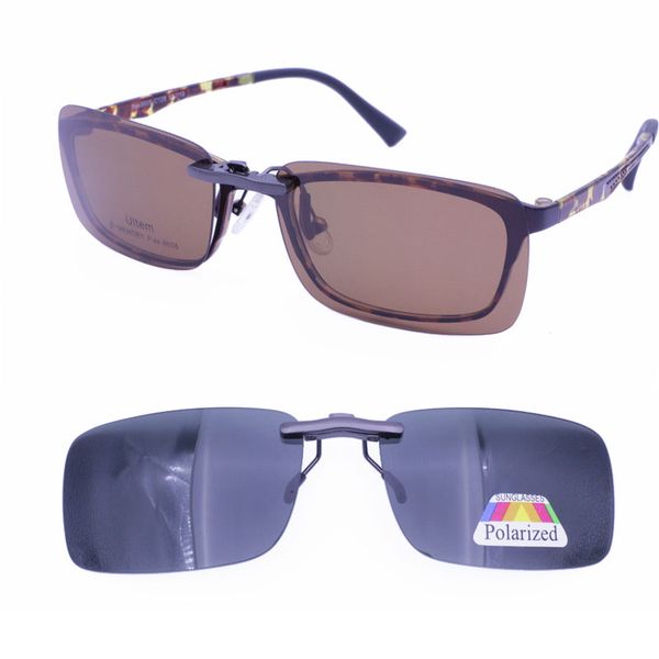 

sunglasses metal single clip on tac polarized square lenses for myopia hyperopia eyeglasses night vision yellow, White;black