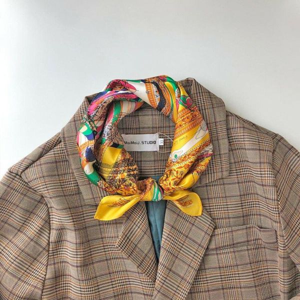 

scarves 100% silk scarf women fashion luxury angle horse print bandana shiny kerchief neck hairband 20.8 inches, Blue;gray