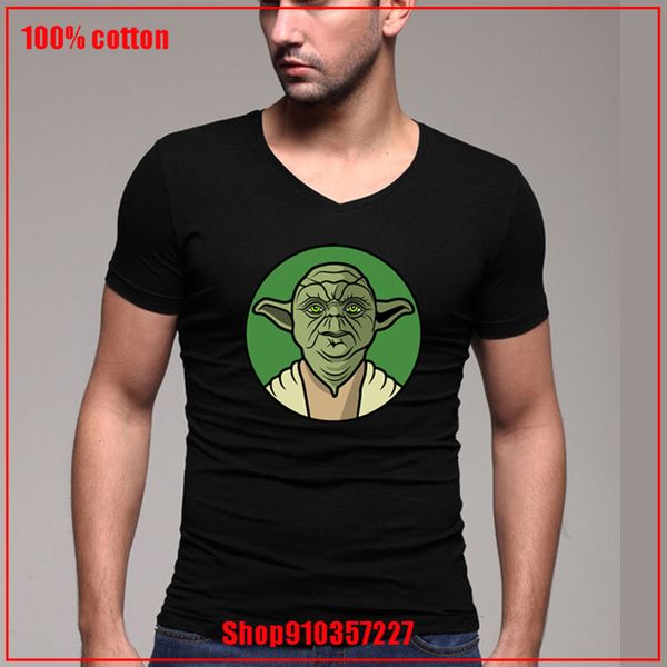 

new coming vintage yoda man plus size cotton t shirt v-neck tees charismatic guy white slim couple t-shirt
