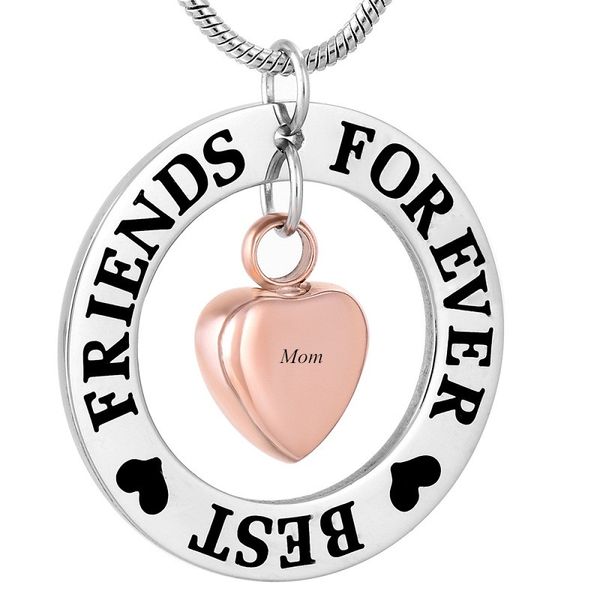 

chains ijd9782 stainless steel friends forever cremation necklace for ashes urn love keepsake memorial pendant jewelry, Silver
