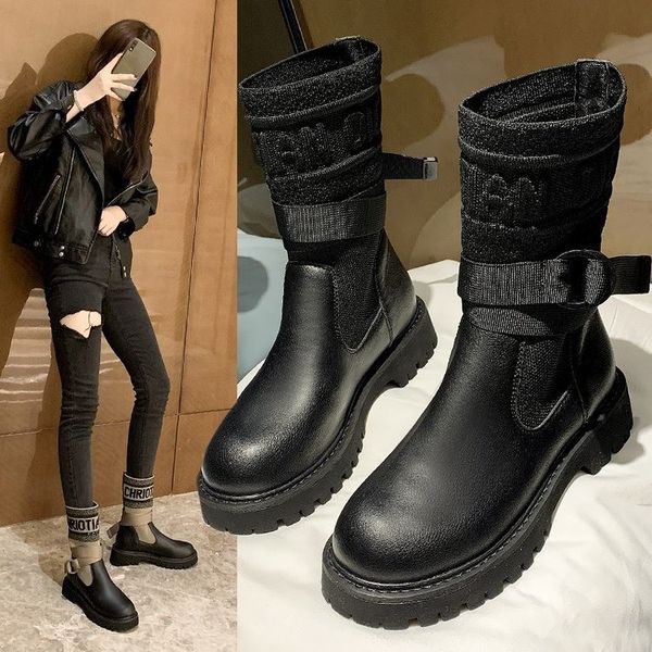 

2020 summer new short boots women's knitted alphabet martin boots stretch boots with round head spring and autumn thin socks shoes, Black