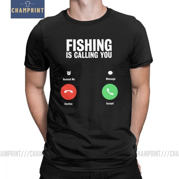 

fishing is calling you t-shirt men fish gofishing fisher fishermen short sleeve funny tees o neck cotton plus size t shirt