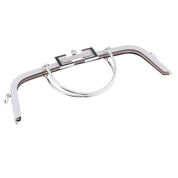 

30cm vintage style metal frame kiss clasp lock arch with handle diy handbag purse bags craft, Black