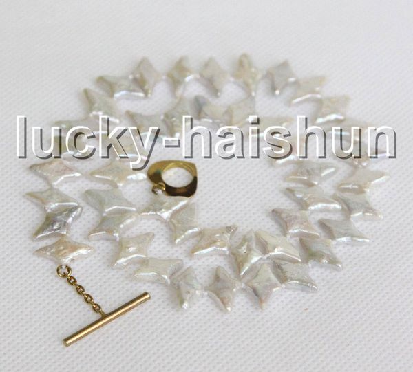 

genuine 18" 15mm coin star white freshwater pearls necklace j13299, Silver