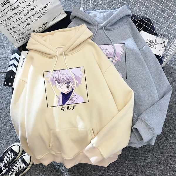 

killua - х hunter толстовка solid color top женщина толстовка с длинными рукавами студент осень вскользь капюшон streetwear, Black