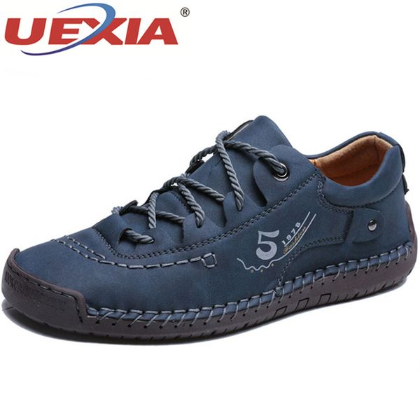 

2020 new handmade comfortable split leather casual shoes men loafers classic fashion driving flats sport footwear big size 48, Black