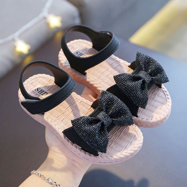 

black butterfly knot girls baby summer shoes childrens sandals 2020 fashion style shoes toddler sandals, Black;red