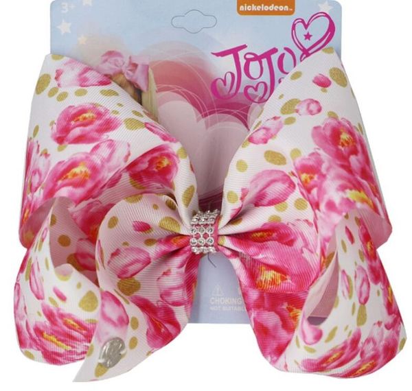 

10pcs/ new arrival 7"large flowers christmas jojo swia hair bows clip print ribbon hairclips bowknot headwear for girls hair accessorie, Slivery;white