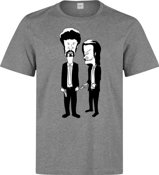 

бивис и баттхед pulp fiction mashup art men (женщина имеется) серый тенниска
