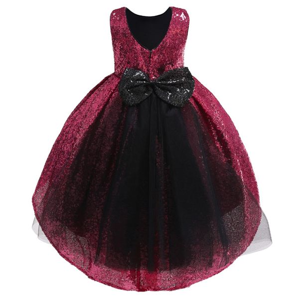 

new fashion sequins girl dress for kids 3-10 years mermaid floral baby girls dresses wedding party children birthday clothing, Red;yellow