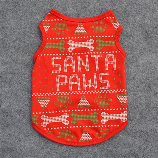 

pet clothing christmas clothes for dog small costume pixel print bone cartoon dogs cute fun red letter santa paws collar perro