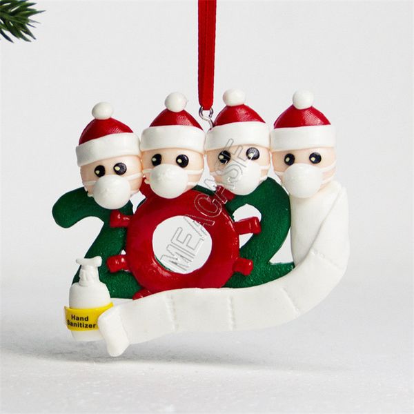 

christmas ornament polymer clay diy family of 7 snowman face mask handing pendant toys xmas tree decor pandemic social distancing d91105
