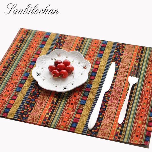 

4pcs upscale pastoral cloth placemat table mat western pad placemats double thick mat slip-resistant pad tea cloth au376 t200415