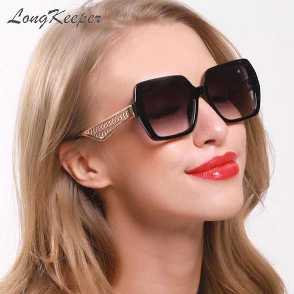 

longkeeper square sunglasses women 2020 designer gradient sun glasses metal legs vintage oculos feminino uv400, White;black