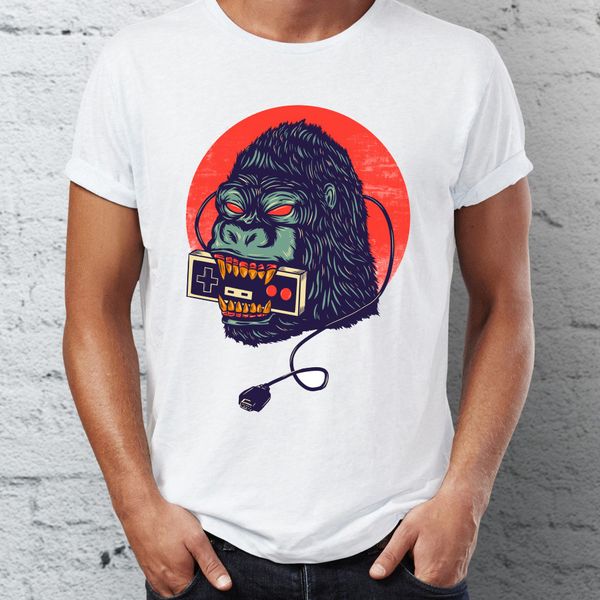 

новая мужская с коротким рукавом футболка king kong loves nes игры забавного tshirt harajuku streetwear прохладного тройников tops
