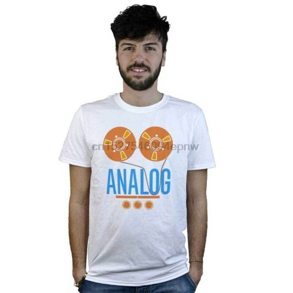 

camiseta analog dj en blanco grabadora carrete a vintage estilo revox