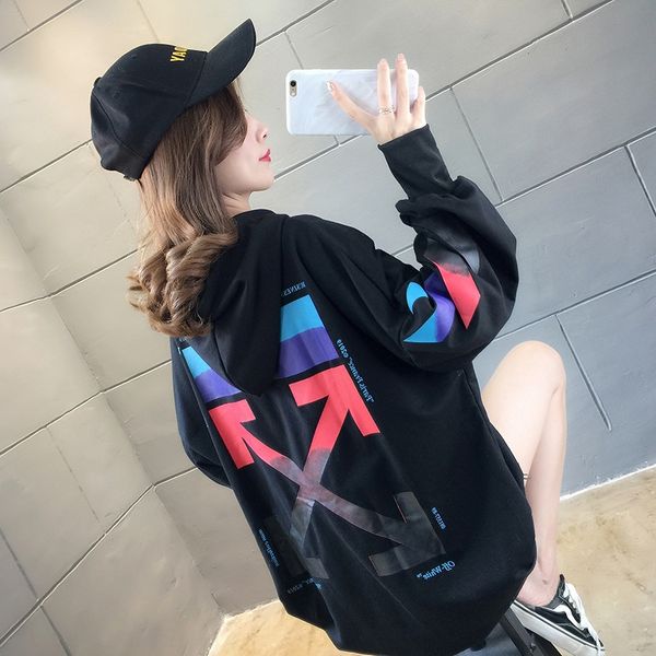 

2020 new spring and autumn lazy style gradient color loose hooded casual all-match 2020 new spring and autumn lazy coat coatstyle gradient c, Black