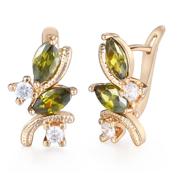 

dangle & chandelier elegant green cz drop earrings for women 585 rose gold filled closure valentine gifts fashion jewelry lge97a, Silver