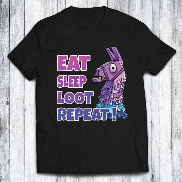 

fort eat sleep loot repeat battle royale -black white t-shirt funny gaming harajuku t shirt fashion