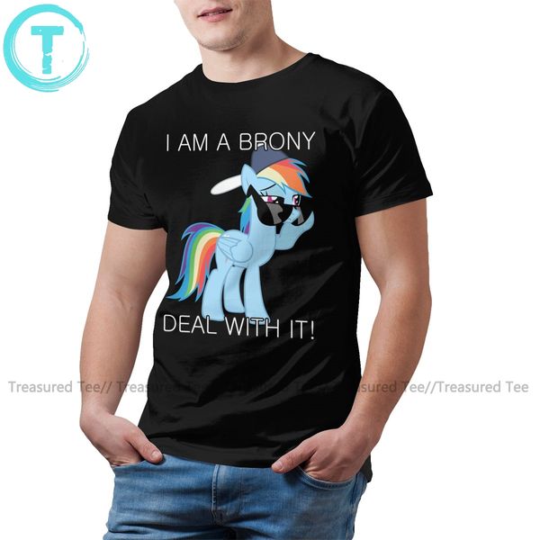 

пони футболка рэйнбоу brony t-shirt повседневная короткие рукава рубашки tee cute негабаритные графический man tshirt